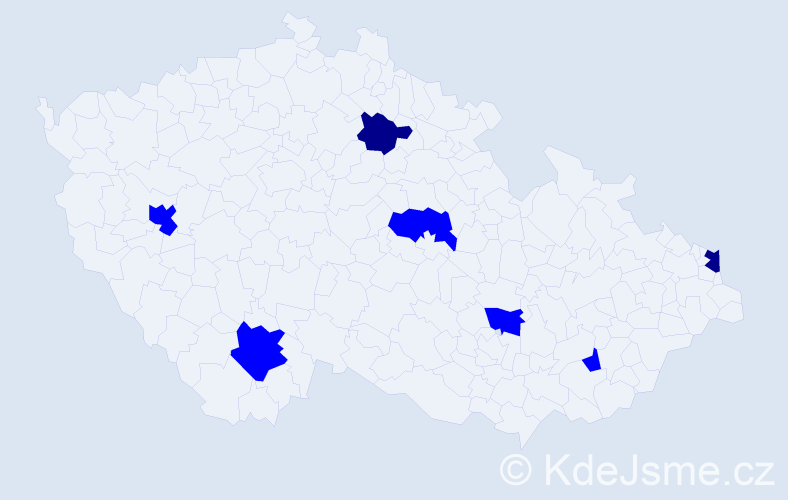 Jméno: 'Darien', počet výskytů 9 v celé ČR