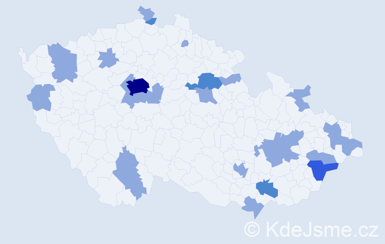 Jméno: 'Derek', počet výskytů 39 v celé ČR
