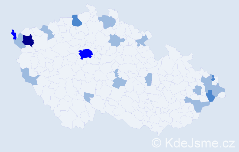 Jméno: 'Bryan', počet výskytů 34 v celé ČR