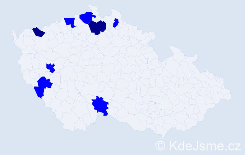 Jméno: 'Ngu', počet výskytů 10 v celé ČR