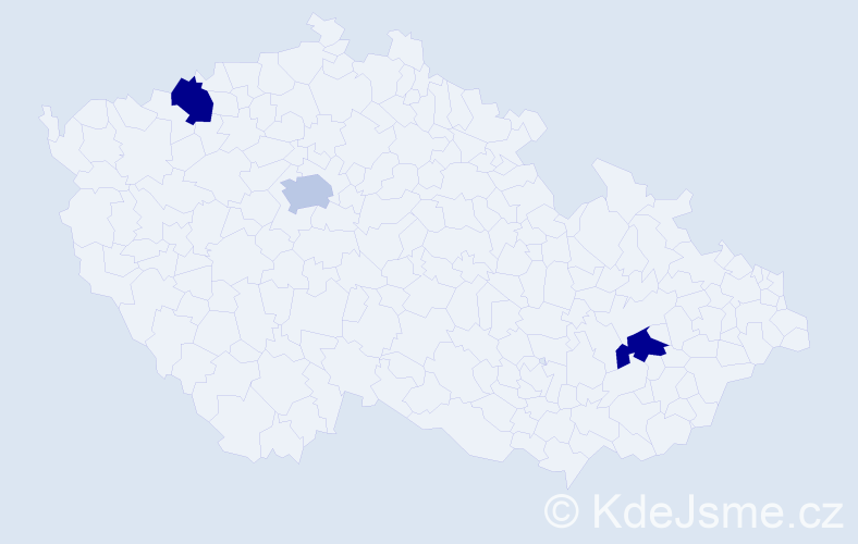 Jméno: 'Zoya', počet výskytů 3 v celé ČR