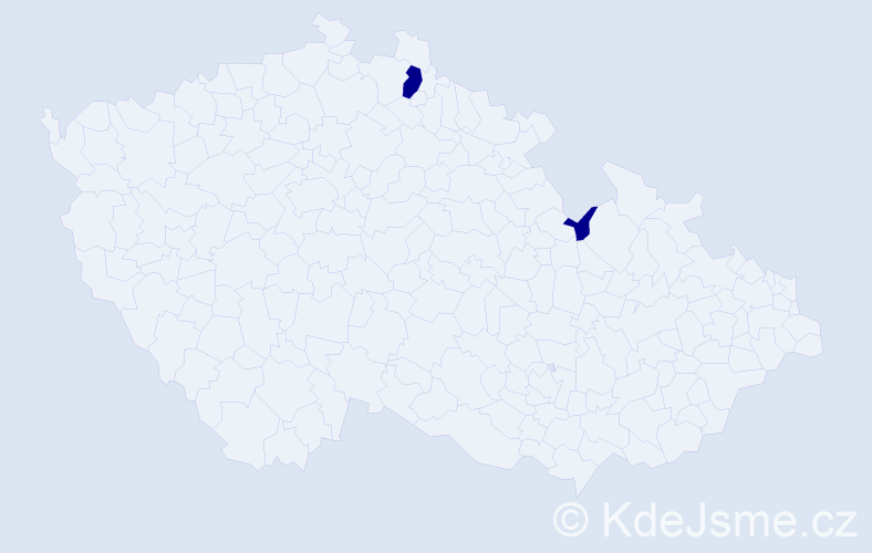 Jméno: 'Elijah', počet výskytů 2 v celé ČR