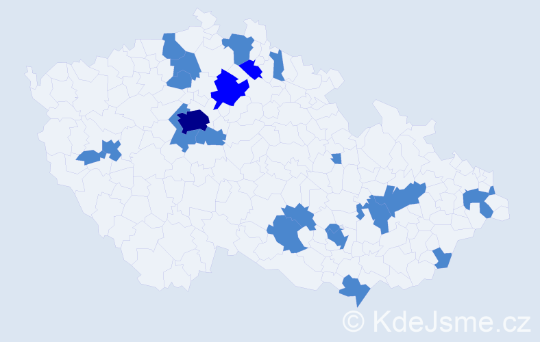 Jméno: 'Jakub František', počet výskytů 27 v celé ČR