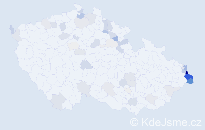 Jméno: 'Ewa', počet výskytů 96 v celé ČR