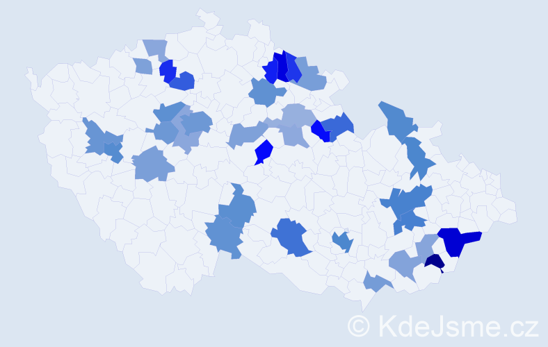 Jméno: 'Míla', počet výskytů 60 v celé ČR