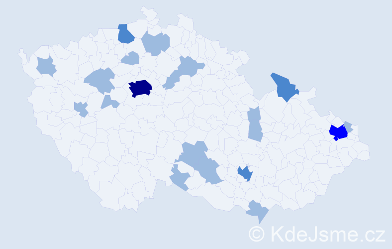 Jméno: 'Daňa', počet výskytů 29 v celé ČR