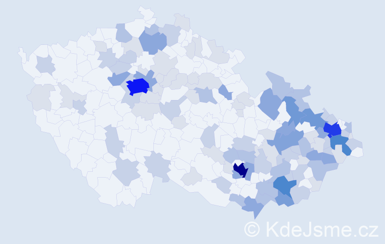 Jméno: 'Dalimil', počet výskytů 286 v celé ČR