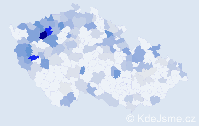 Jméno: 'Slavěna', počet výskytů 209 v celé ČR