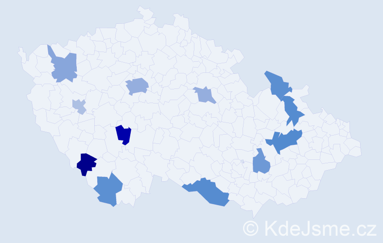 Jméno: 'Frida', počet výskytů 21 v celé ČR