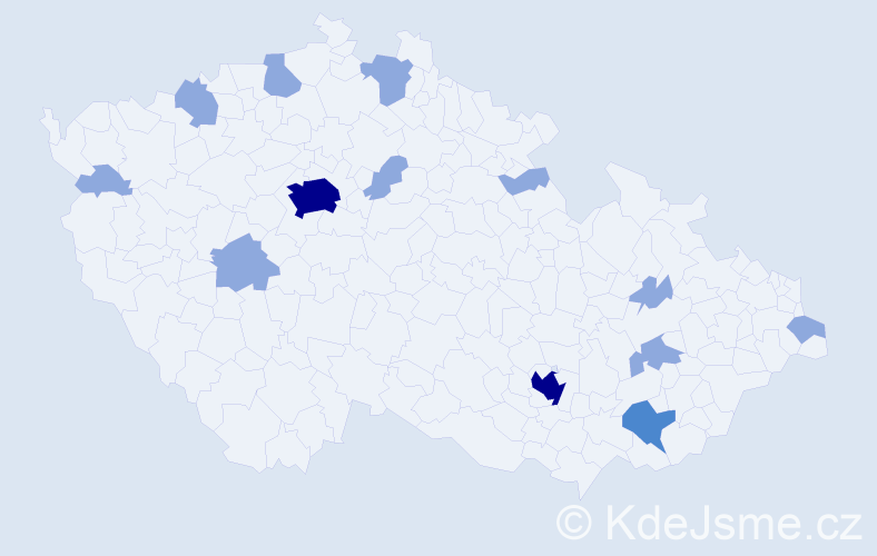 Jméno: 'Chantal', počet výskytů 22 v celé ČR