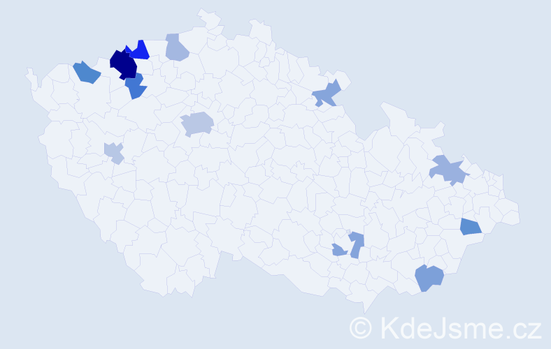 Jméno: 'Klaus Peter', počet výskytů 21 v celé ČR