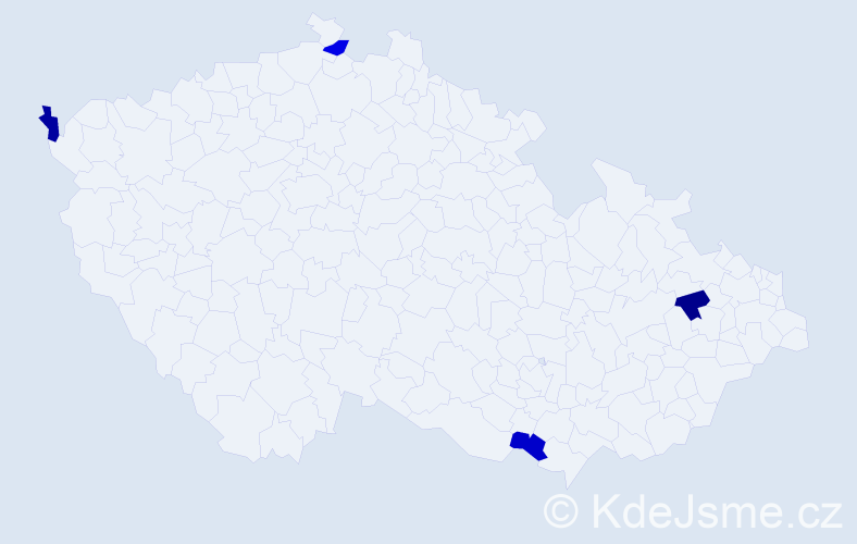 Jméno: 'Mailin', počet výskytů 4 v celé ČR