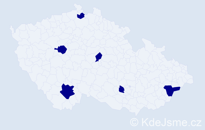 Jméno: 'Benjamin Jan', počet výskytů 6 v celé ČR