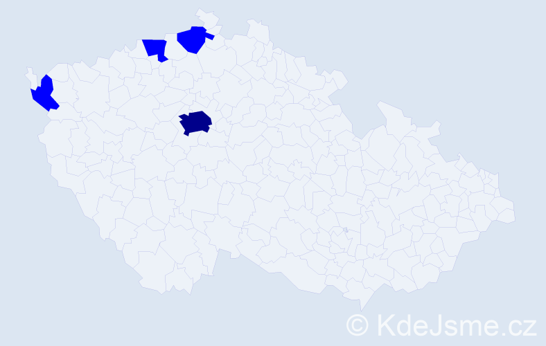 Jméno: 'Si', počet výskytů 5 v celé ČR