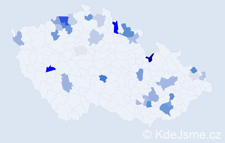 Jméno: 'Valburga', počet výskytů 44 v celé ČR