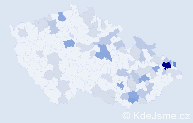 Jméno: 'Justína', počet výskytů 134 v celé ČR