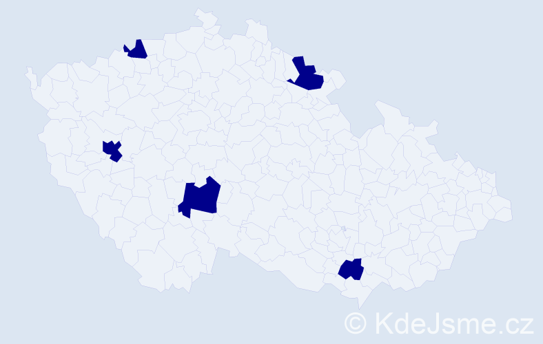 Jméno: 'Erika Marie', počet výskytů 5 v celé ČR