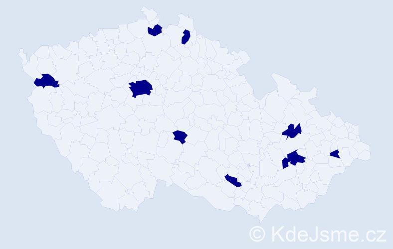 Jméno: 'Lukrécie', počet výskytů 9 v celé ČR