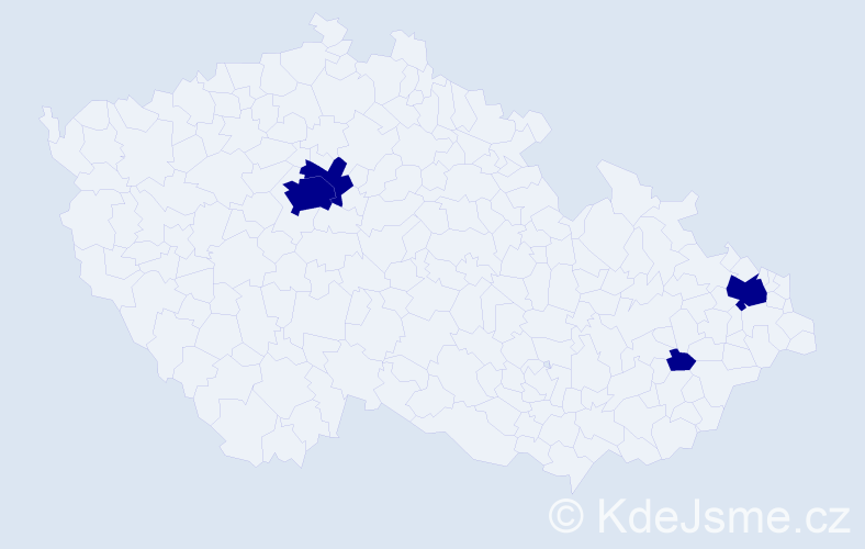 Jméno: 'Hortensie', počet výskytů 4 v celé ČR