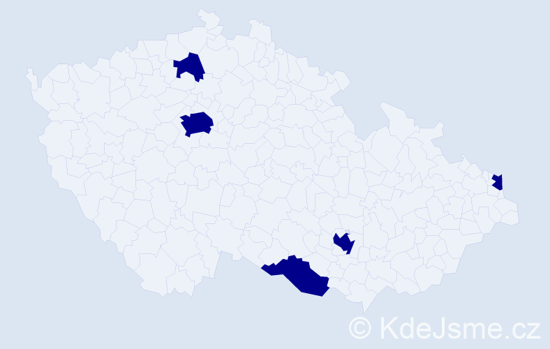 Jméno: 'Amedeo', počet výskytů 5 v celé ČR