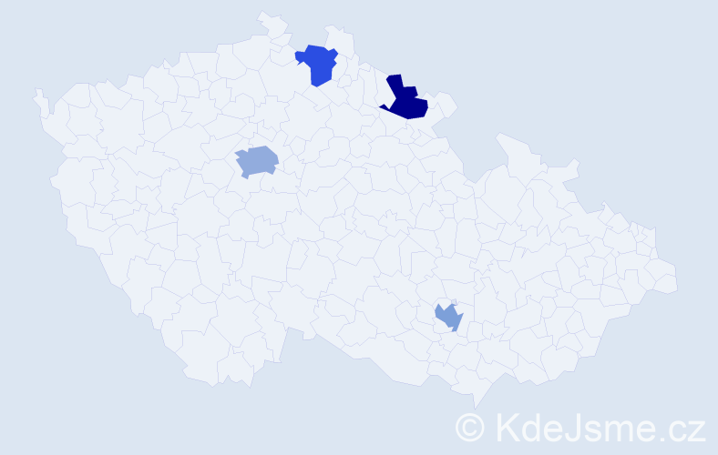 Jméno: 'Wenzel', počet výskytů 5 v celé ČR