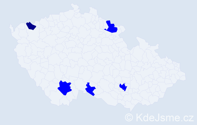 Jméno: 'Tuyet Nhung', počet výskytů 6 v celé ČR