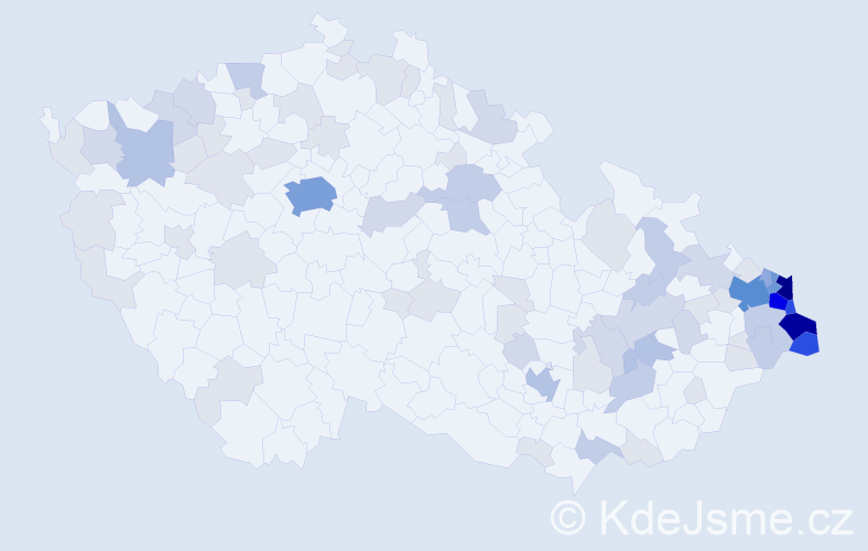 Jméno: 'Kazimír', počet výskytů 262 v celé ČR