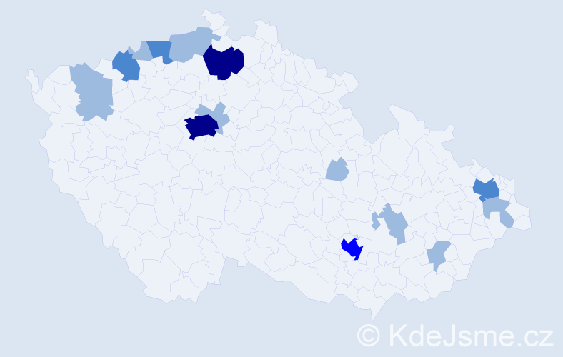 Jméno: 'Roger', počet výskytů 27 v celé ČR