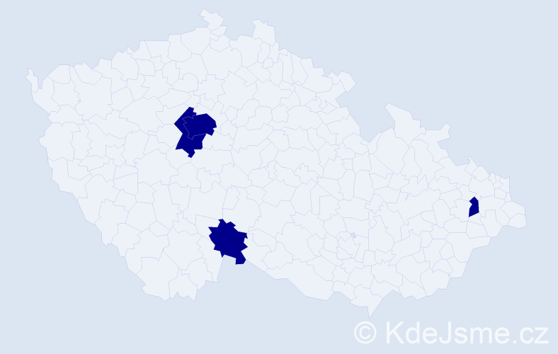 Jméno: 'James David', počet výskytů 4 v celé ČR