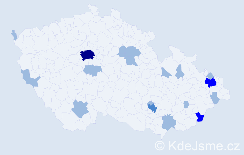 Jméno: 'Melichar', počet výskytů 27 v celé ČR