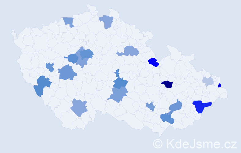 Jméno: 'Áron', počet výskytů 34 v celé ČR