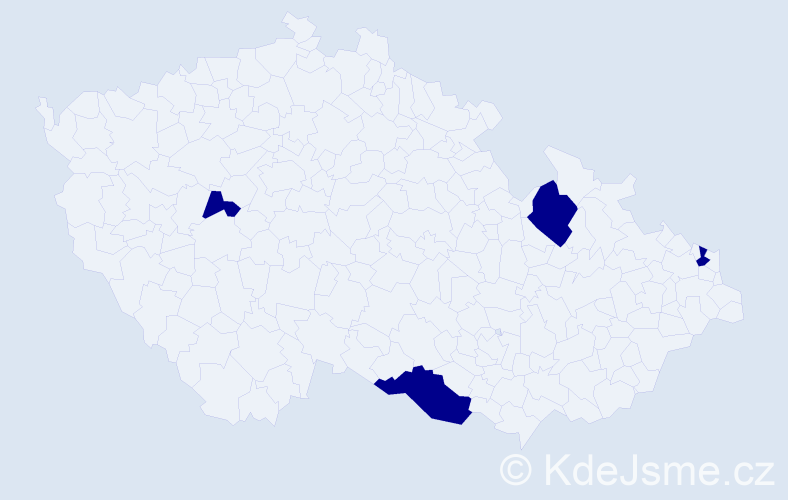 Jméno: 'Nikolas Daniel', počet výskytů 4 v celé ČR