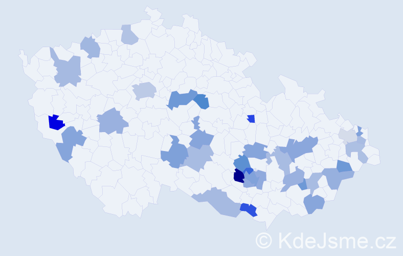 Jméno: 'Silvestra', počet výskytů 45 v celé ČR