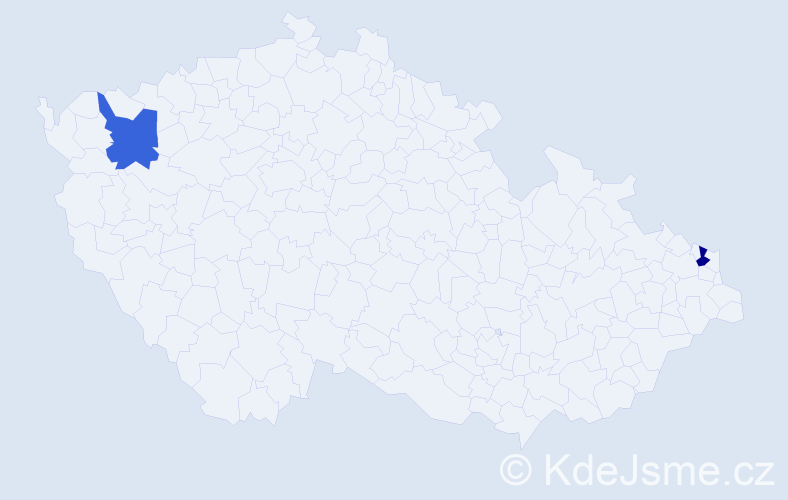 Jméno: 'Jennie', počet výskytů 2 v celé ČR