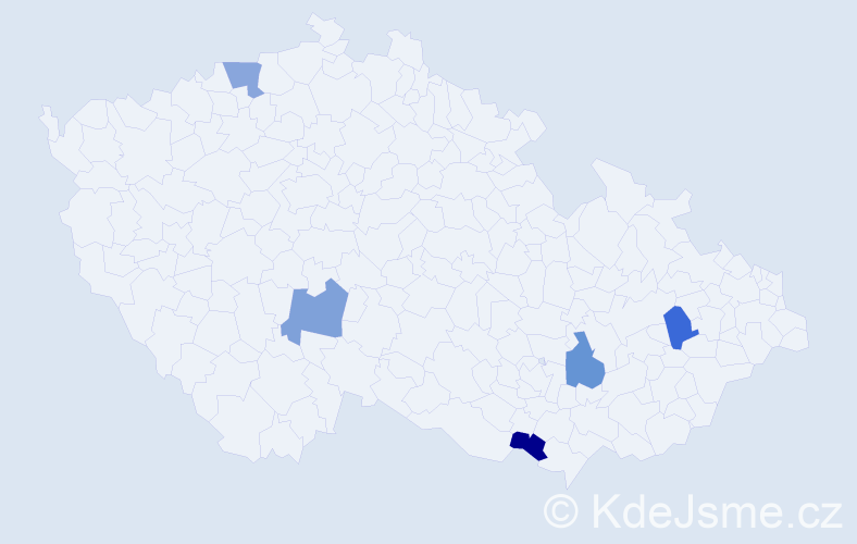 Jméno: 'Šimon Antonín', počet výskytů 5 v celé ČR