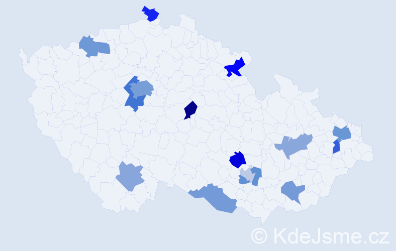 Jméno: 'Tuan', počet výskytů 27 v celé ČR