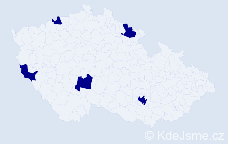 Jméno: 'Erika Marie', počet výskytů 5 v celé ČR