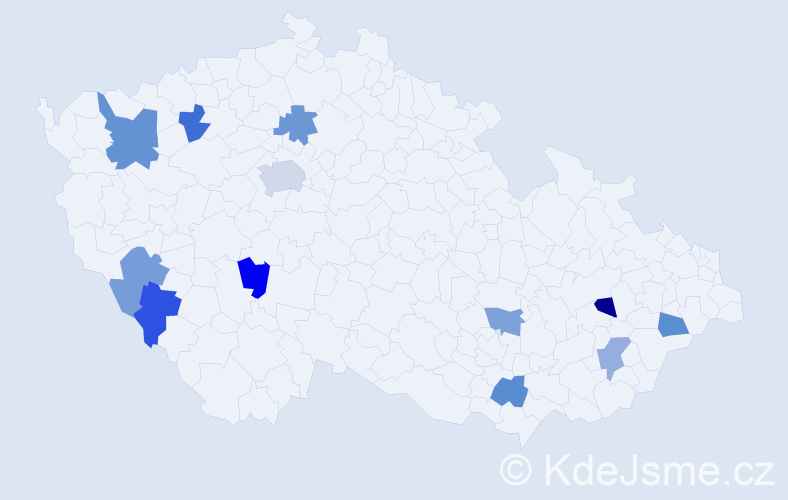 Jméno: 'Karel Jan', počet výskytů 15 v celé ČR
