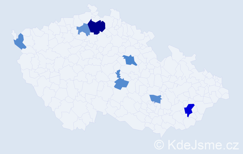Jméno: 'Enerel', počet výskytů 12 v celé ČR