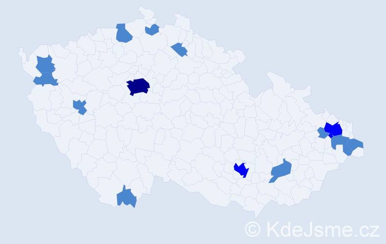 Jméno: 'Sandy', počet výskytů 18 v celé ČR