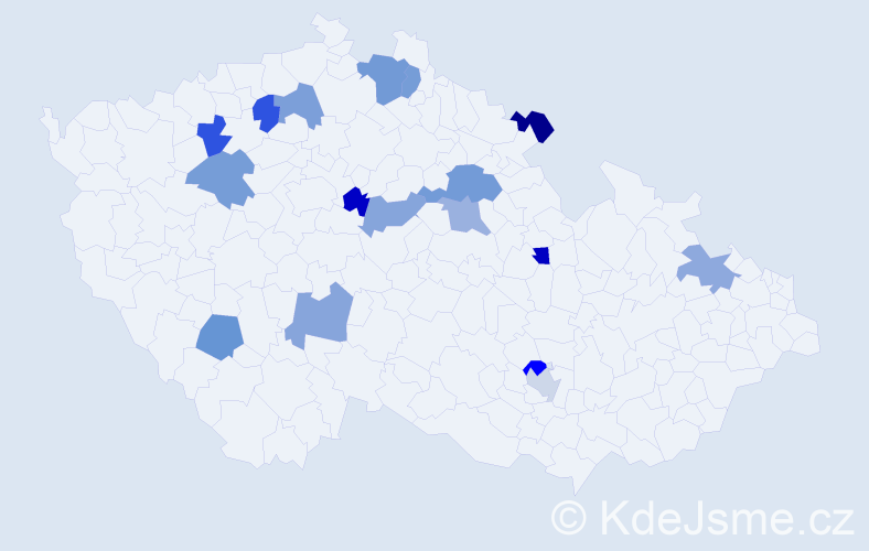 Jméno: 'Ivuše', počet výskytů 19 v celé ČR