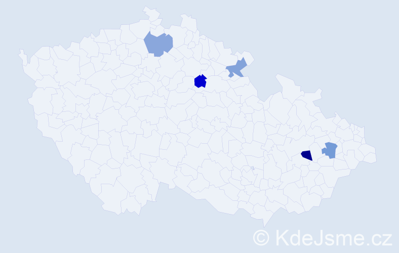 Jméno: 'Hanni', počet výskytů 5 v celé ČR