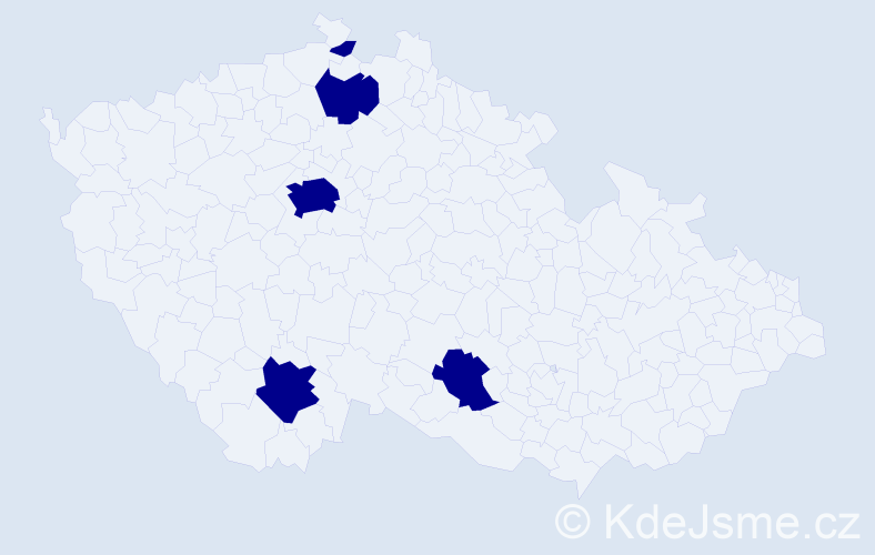 Jméno: 'Bao', počet výskytů 5 v celé ČR