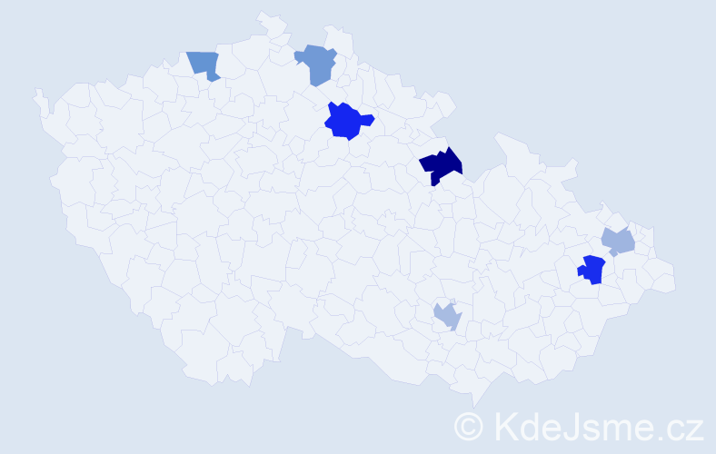 Jméno: 'Danička', počet výskytů 7 v celé ČR