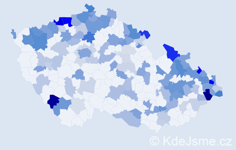 Jméno: 'Elvíra', počet výskytů 254 v celé ČR