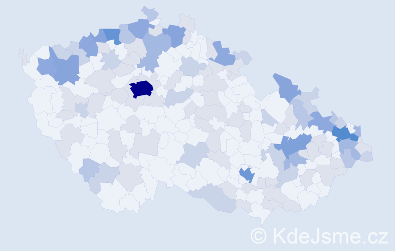 Jméno: 'Elvíra', počet výskytů 251 v celé ČR