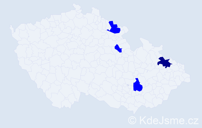 Jméno: 'Víťa', počet výskytů 5 v celé ČR