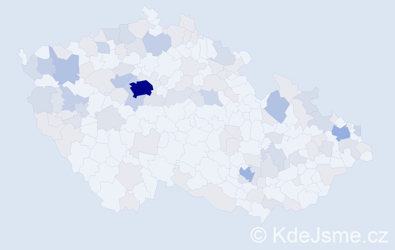 Jméno: 'Konstantin', počet výskytů 230 v celé ČR