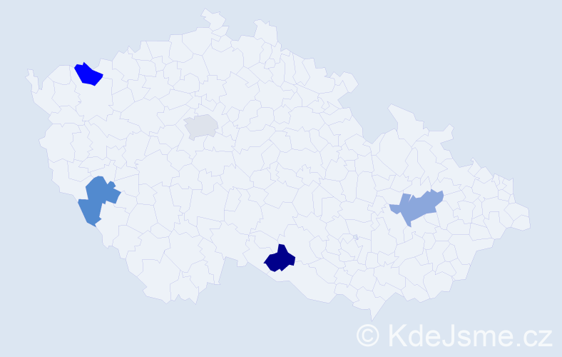 Jméno: 'Tereza-Marie', počet výskytů 5 v celé ČR