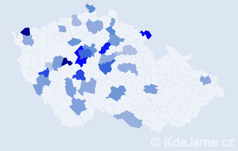 Jméno: 'Róza', počet výskytů 70 v celé ČR